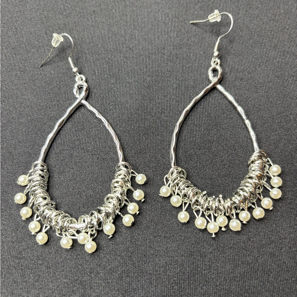 Teardrop with Pearls Hoops